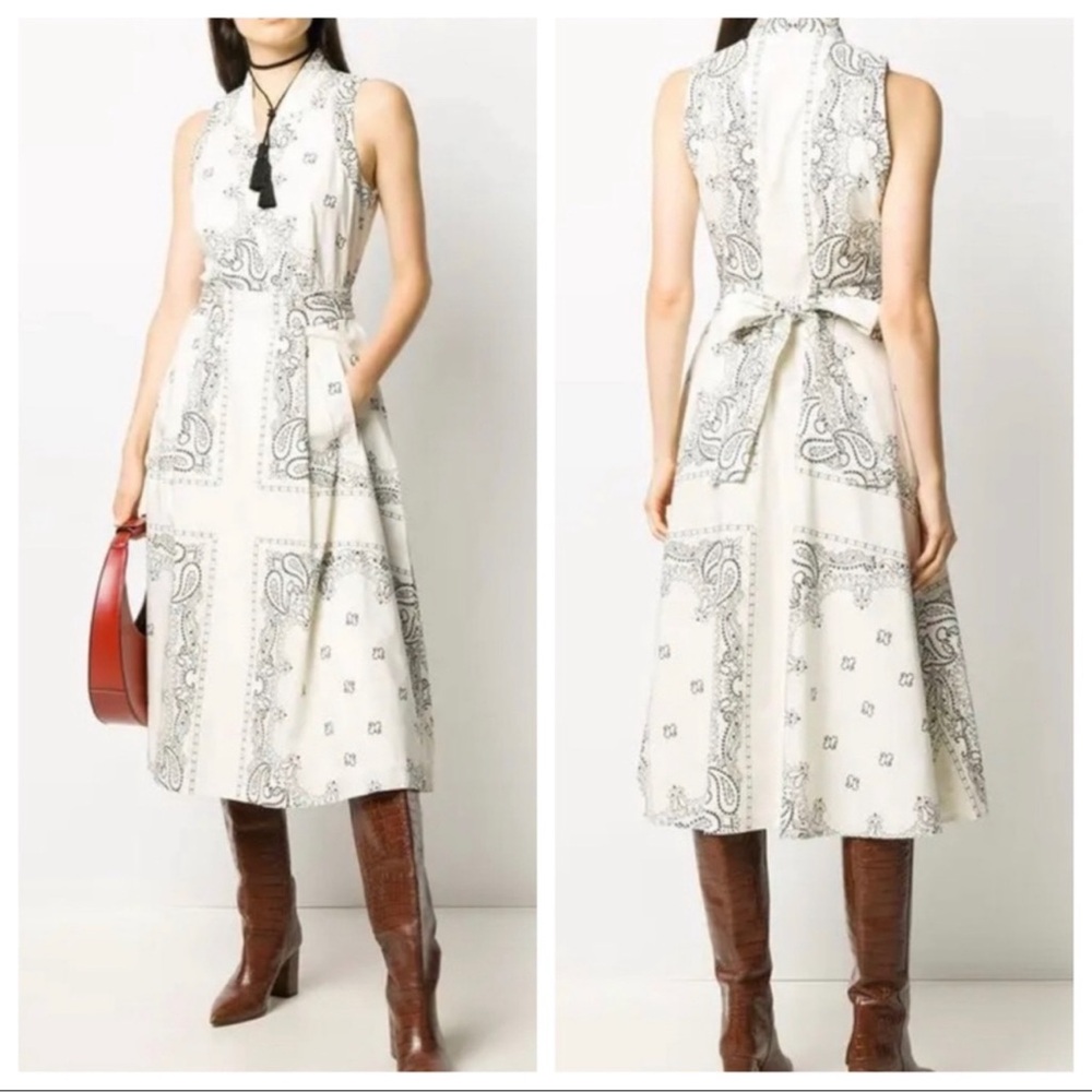 Tory Burch White Paisley Midi Wrap Dress
